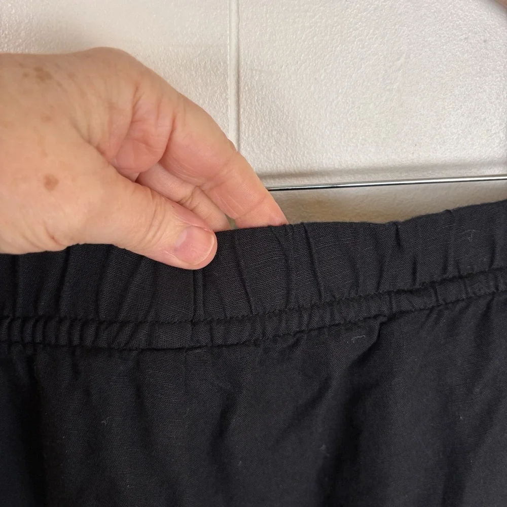 H&M Women's‎ Large Linen Blend Black Cropped High Rise Pants Pull On Drawstring - Picture 6 of 11